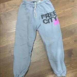 Freecity Gray Joggers with Pink Accent